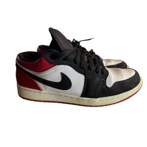 Nike Air Jordan 1 Low Black Toe Red White Retro Bred 553558-116, Men's Size 12